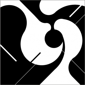 curvilinear black and white album cover concept