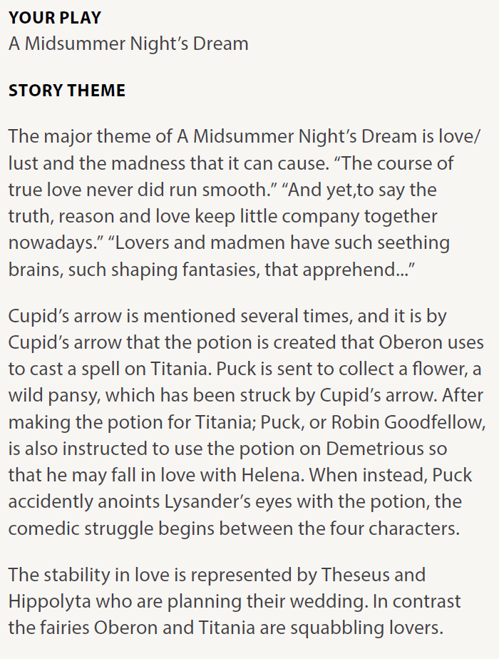 a midsummer night's dream story theme