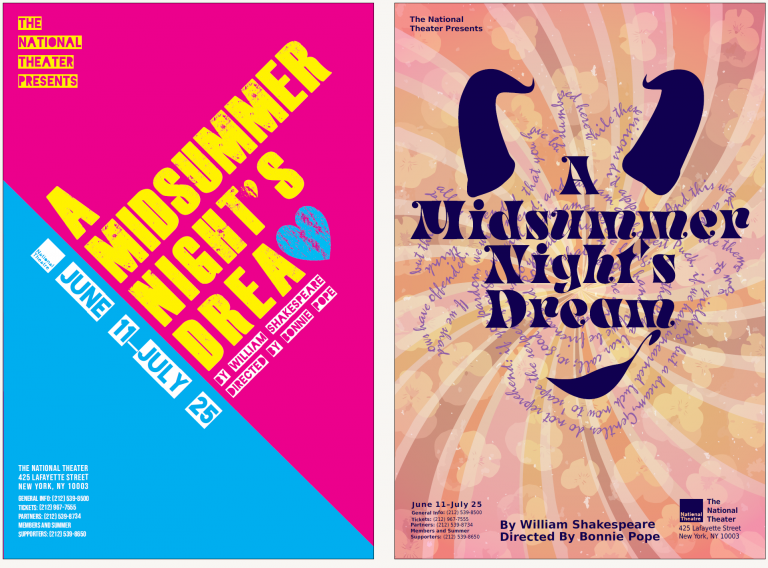 two typographic poster drafts