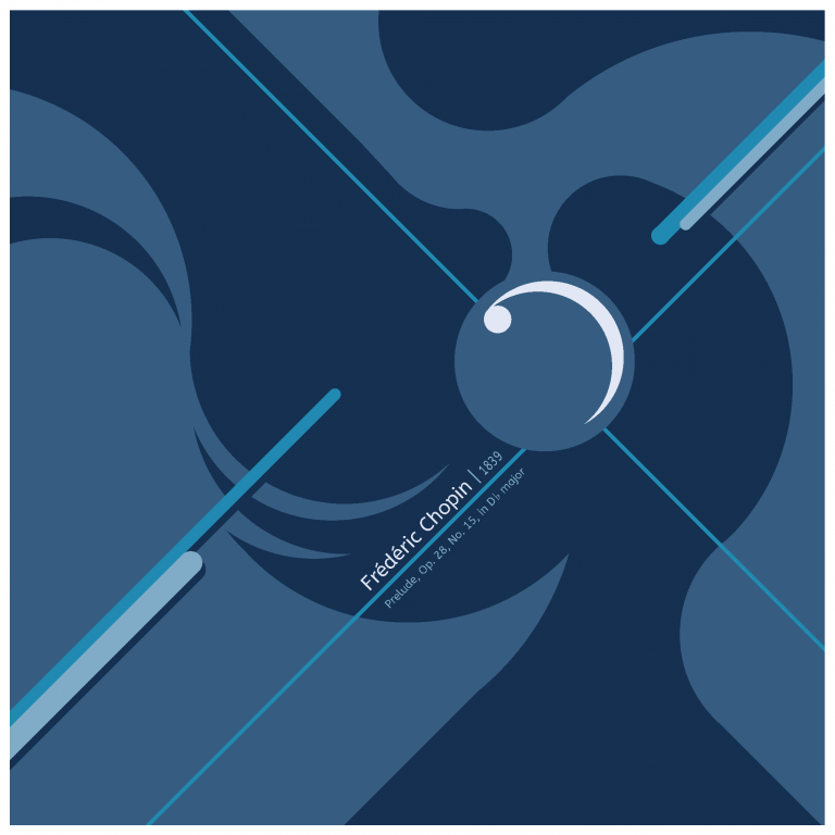 monochomatic blue design with geometric shapes and lines