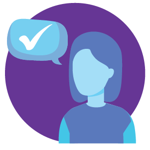 Icon person with long hair speaking