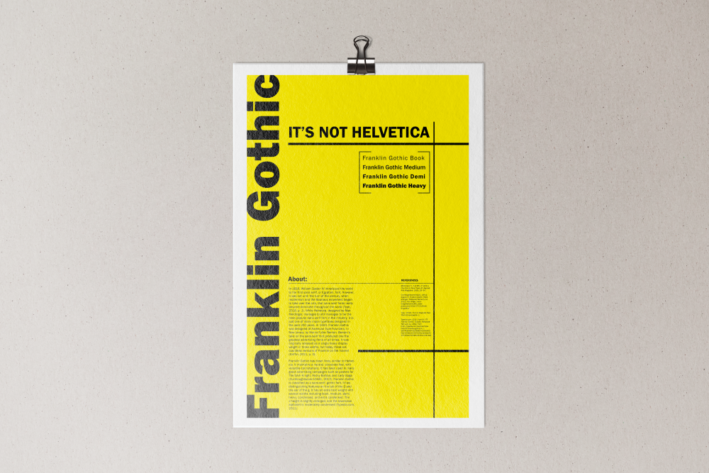 mockup of yellow and black typographic poster