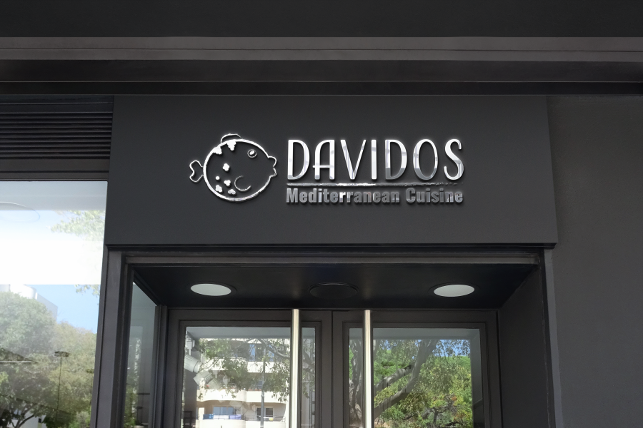 Davidos Mediteranean Cuisine storefront mockup.