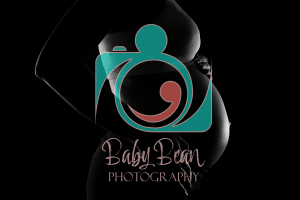 Pregnant belly with logo for Baby bean Photography