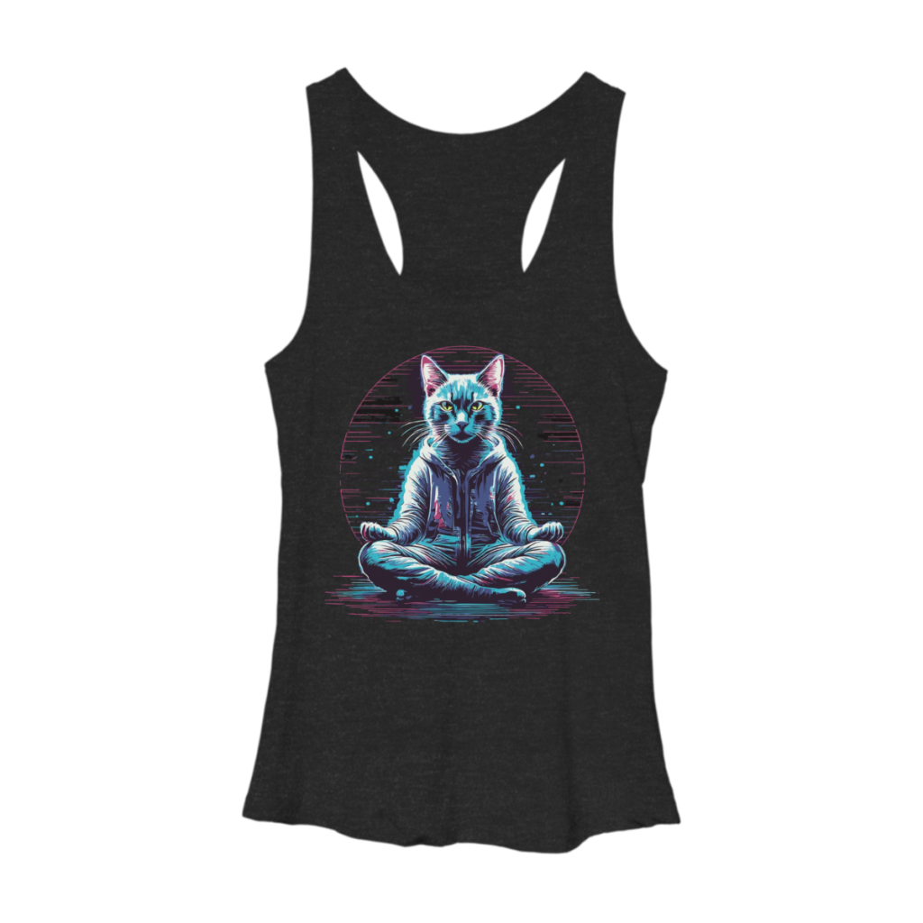 Meditating cat tank top.