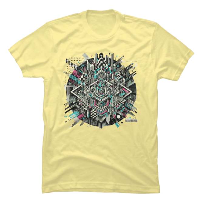 This design takes carefully crafted geometric patterns and shatters them with glitch-infused distortion, creating an eye-catching contrast between order and chaos.